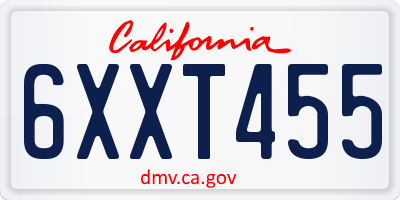 CA license plate 6XXT455