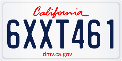 CA license plate 6XXT461