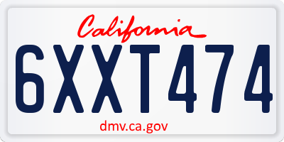 CA license plate 6XXT474