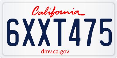 CA license plate 6XXT475