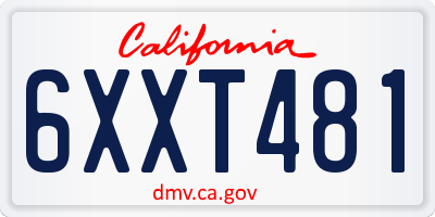 CA license plate 6XXT481