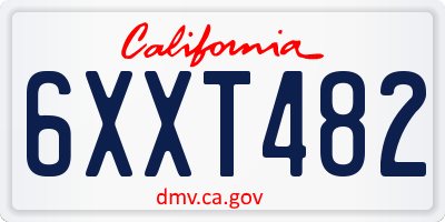 CA license plate 6XXT482