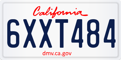 CA license plate 6XXT484