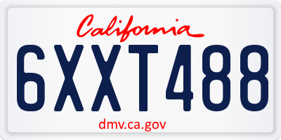 CA license plate 6XXT488