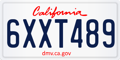 CA license plate 6XXT489