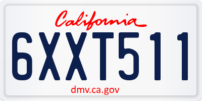 CA license plate 6XXT511
