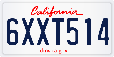 CA license plate 6XXT514