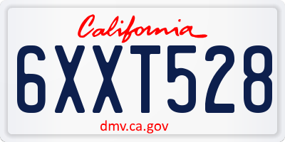 CA license plate 6XXT528