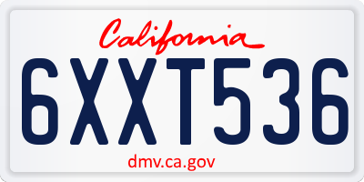 CA license plate 6XXT536