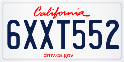 CA license plate 6XXT552