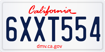 CA license plate 6XXT554