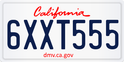 CA license plate 6XXT555