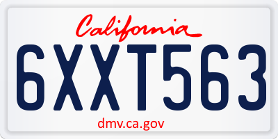 CA license plate 6XXT563
