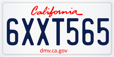 CA license plate 6XXT565