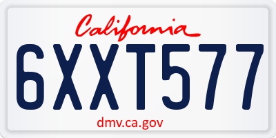 CA license plate 6XXT577