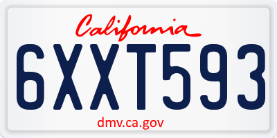 CA license plate 6XXT593