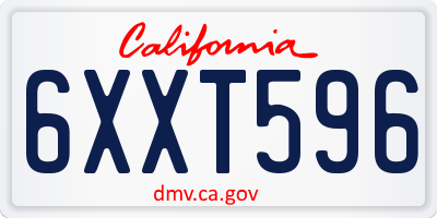 CA license plate 6XXT596