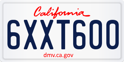 CA license plate 6XXT600