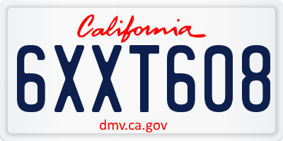 CA license plate 6XXT608