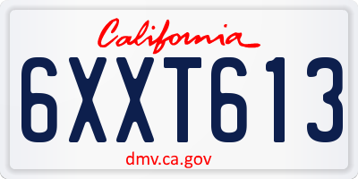 CA license plate 6XXT613