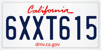 CA license plate 6XXT615