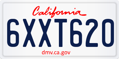 CA license plate 6XXT620