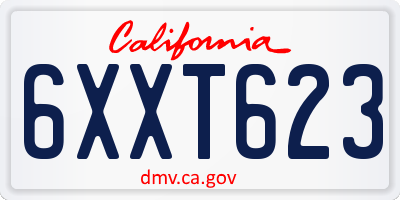 CA license plate 6XXT623