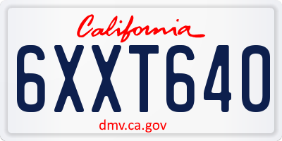 CA license plate 6XXT640