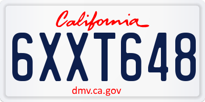 CA license plate 6XXT648