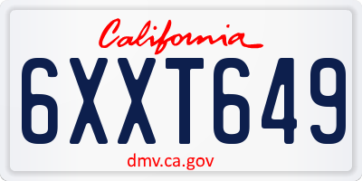 CA license plate 6XXT649