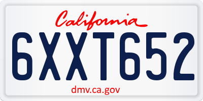 CA license plate 6XXT652