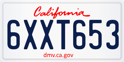 CA license plate 6XXT653