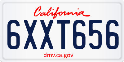 CA license plate 6XXT656