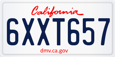 CA license plate 6XXT657