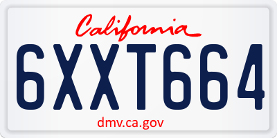 CA license plate 6XXT664