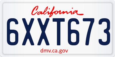 CA license plate 6XXT673