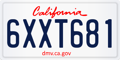 CA license plate 6XXT681