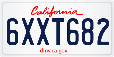 CA license plate 6XXT682