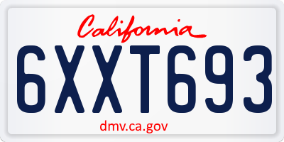 CA license plate 6XXT693