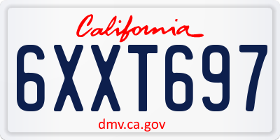 CA license plate 6XXT697