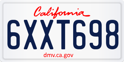 CA license plate 6XXT698