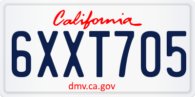 CA license plate 6XXT705