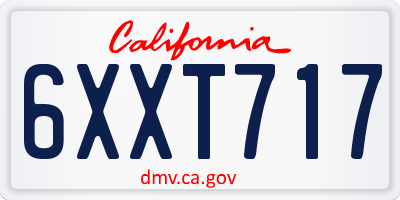 CA license plate 6XXT717