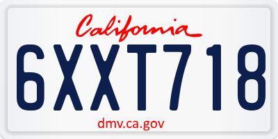 CA license plate 6XXT718