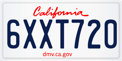 CA license plate 6XXT720
