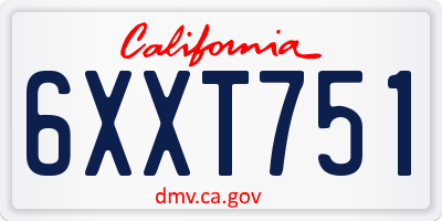 CA license plate 6XXT751