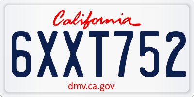 CA license plate 6XXT752