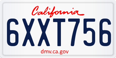 CA license plate 6XXT756