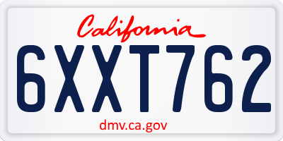 CA license plate 6XXT762