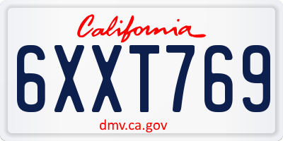CA license plate 6XXT769